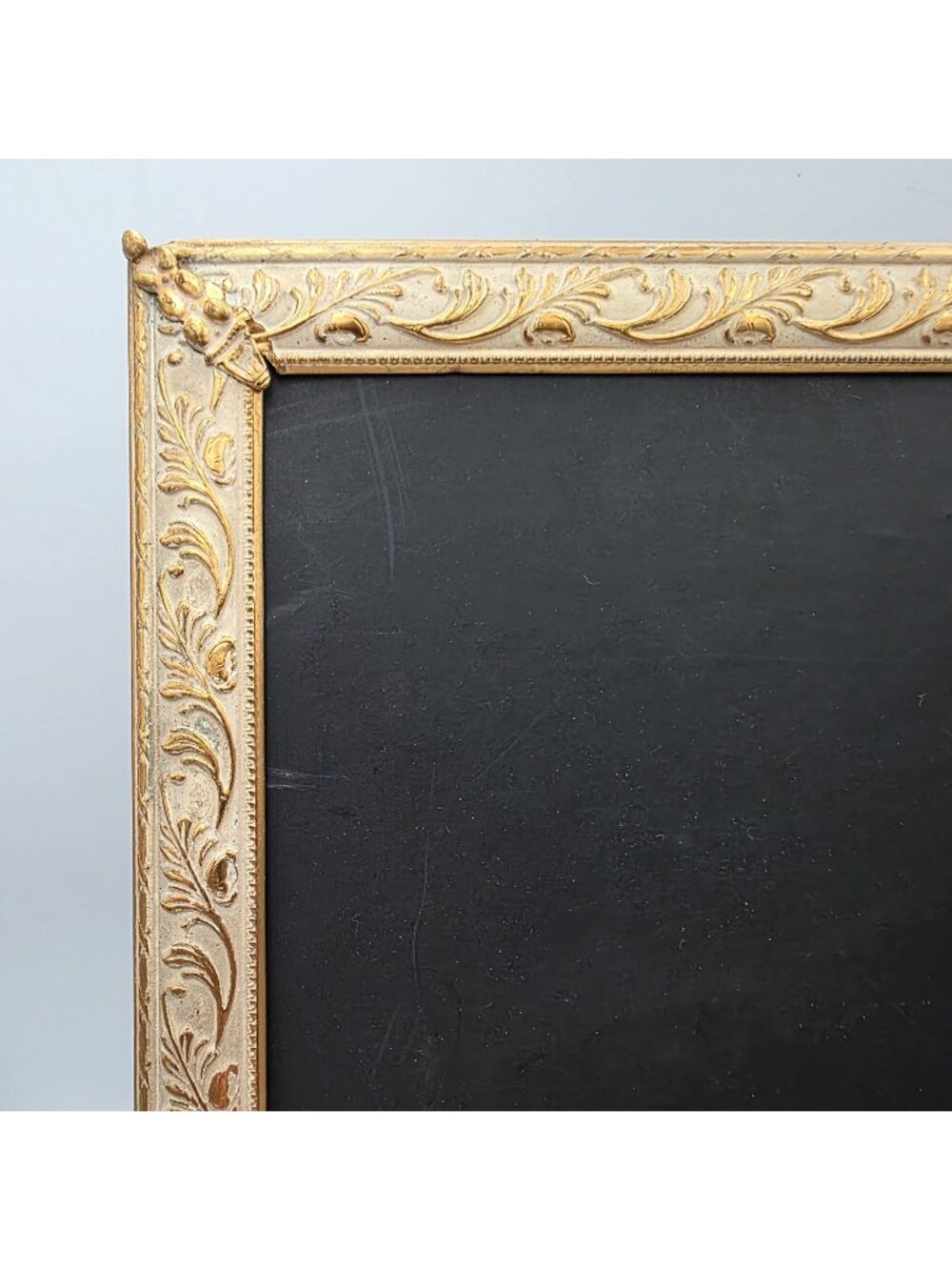 Ornate Gold-Toned Metal Piicture Frame White Wash Applied Corners 10" x 13"